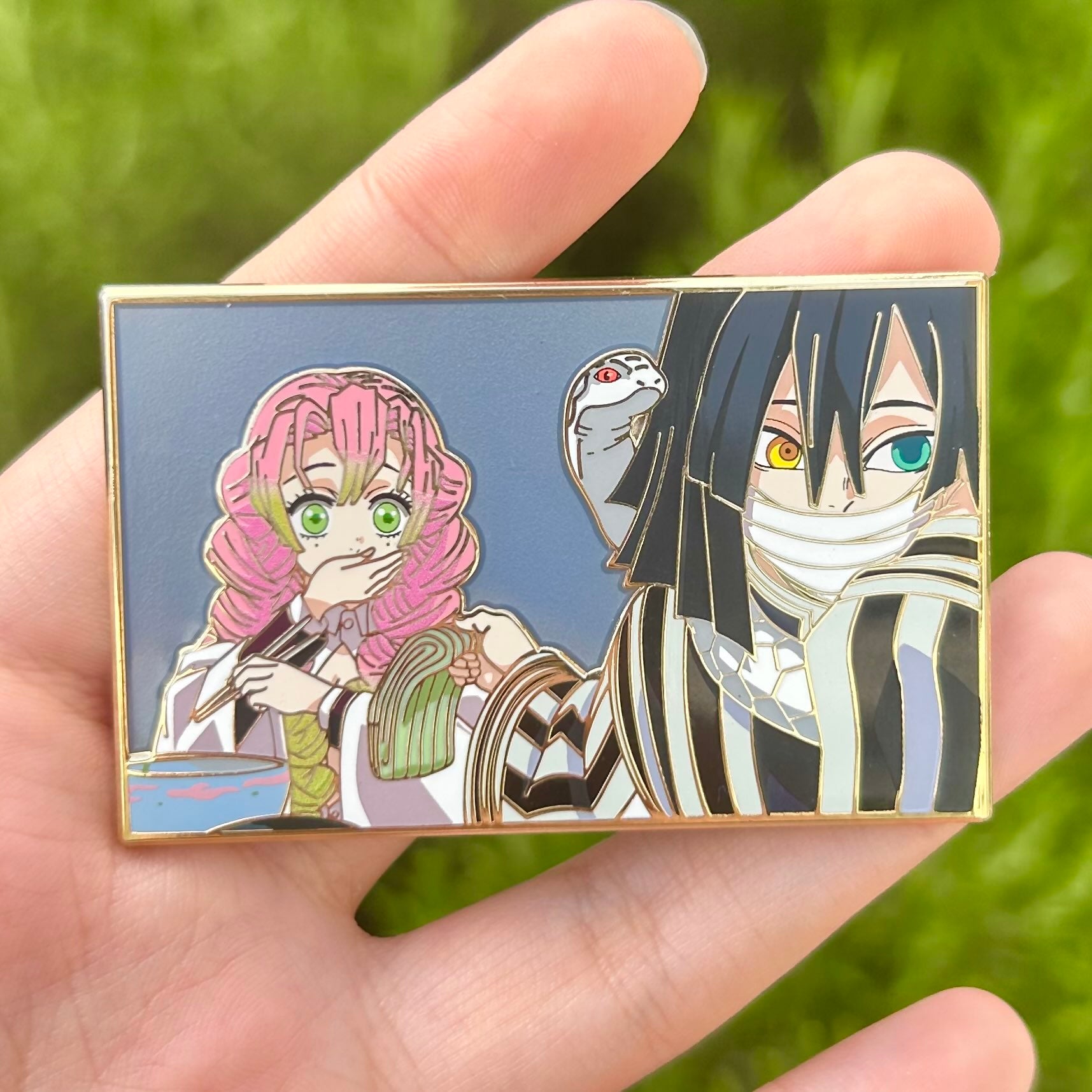 Demon slayer obanai iguro panel sold enamel pin